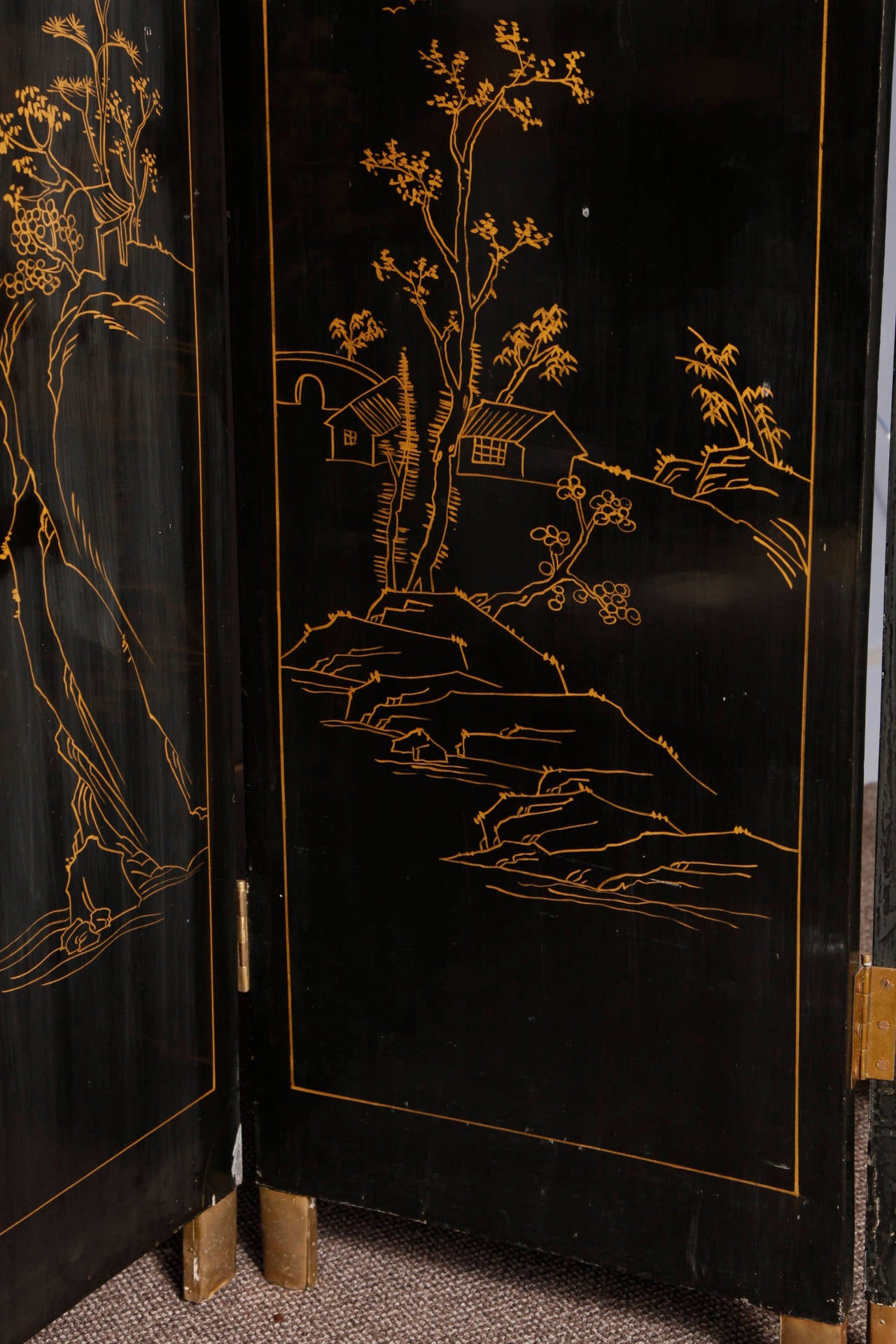 Wood Late 19th Century Chinese Folding Screen