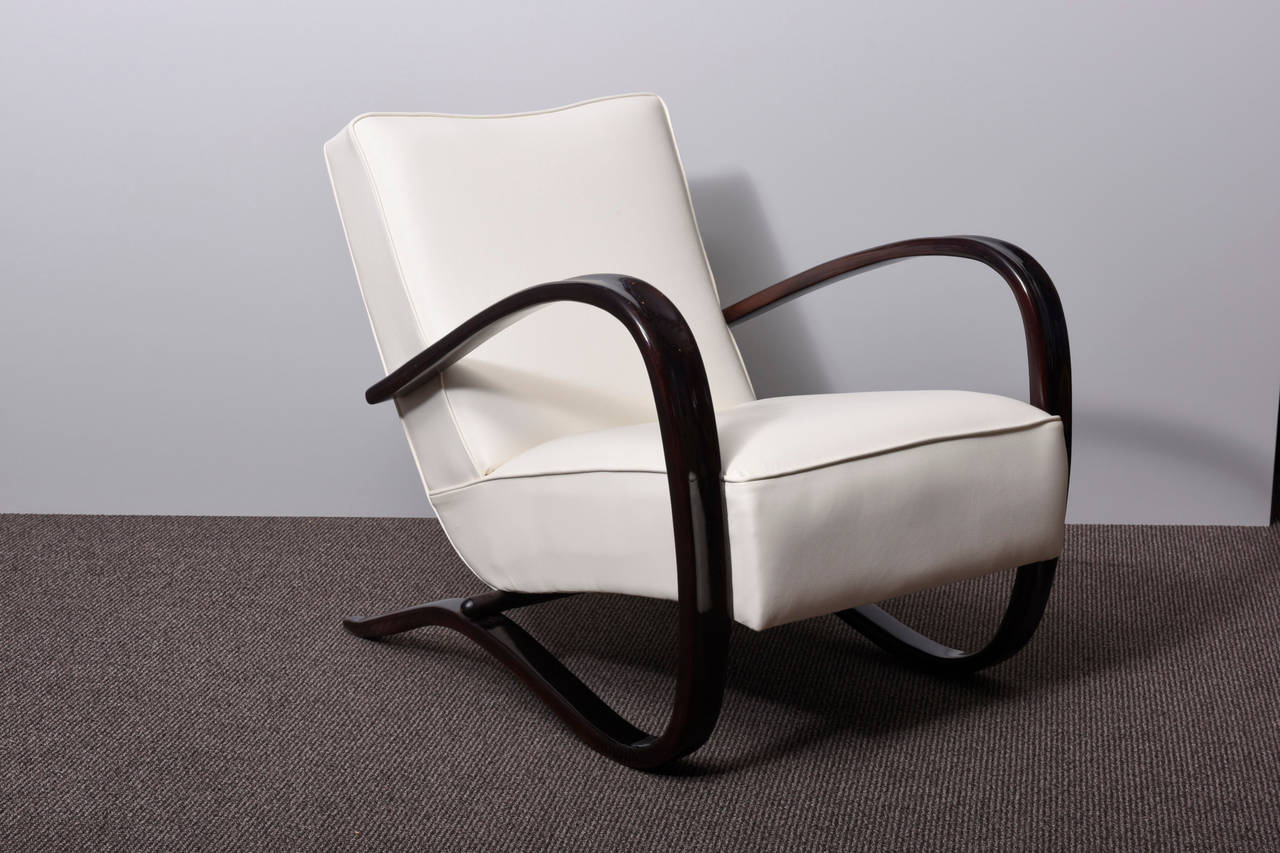 Polished Pair of Armchairs by Jindrich Halabala