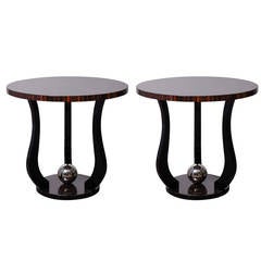 Matching Pair of Art Deco Side Tables