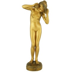 Art Nouveau Bronze of a Nude with Two Shells by Lucien Alliot