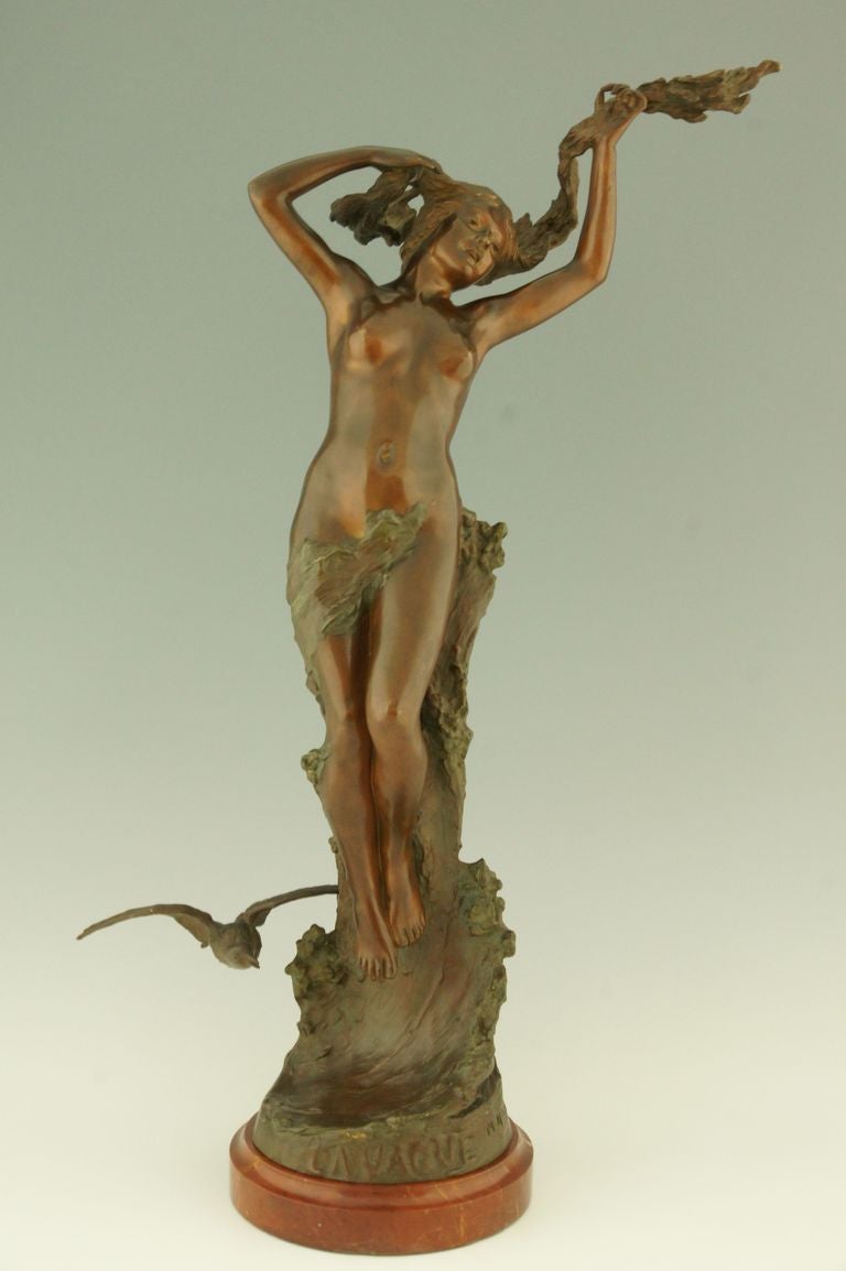 An impressive Art Nouveau bronze sculpture titled 