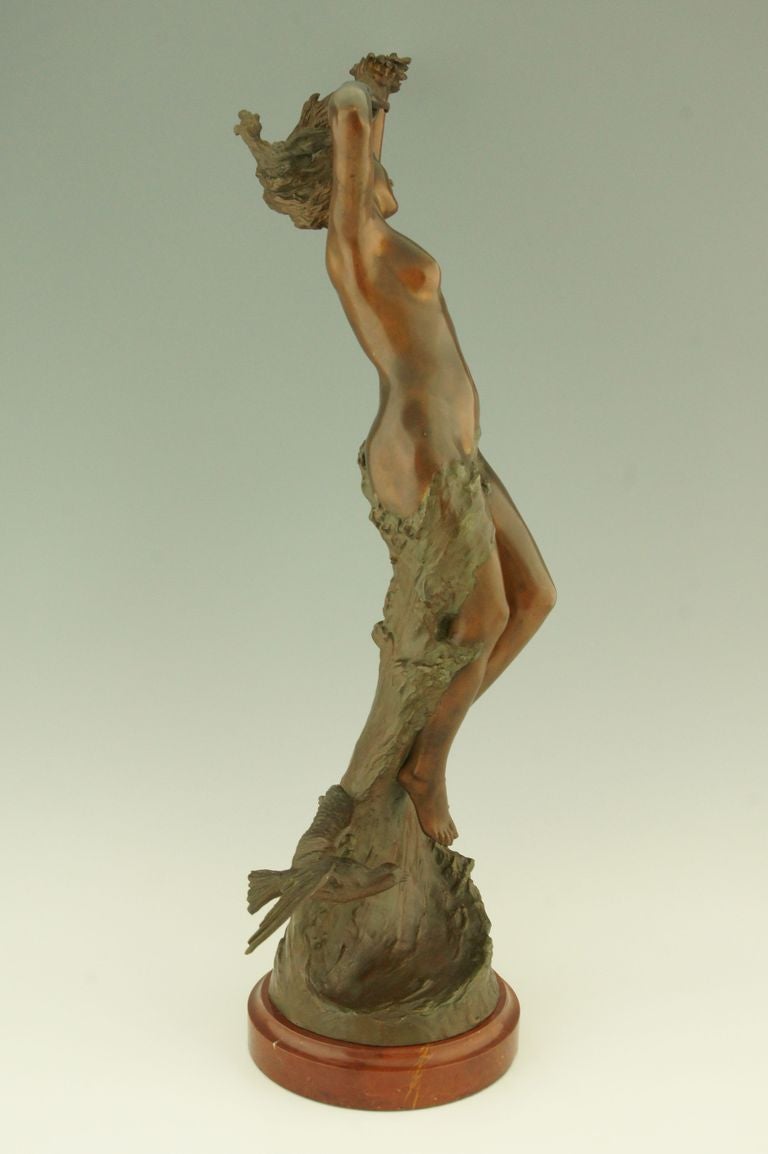 20th Century Art Nouveau Bronze of a Nude in the Waves by Maurice Maignan