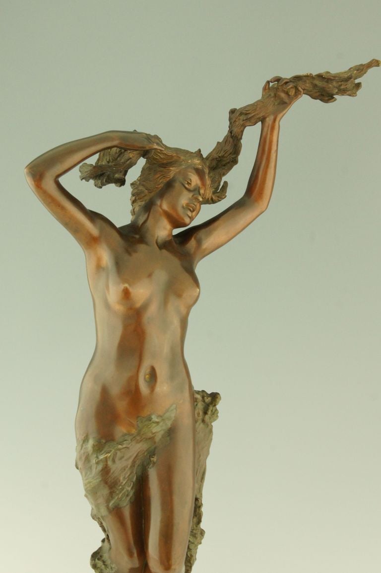 Art Nouveau Bronze of a Nude in the Waves by Maurice Maignan 2