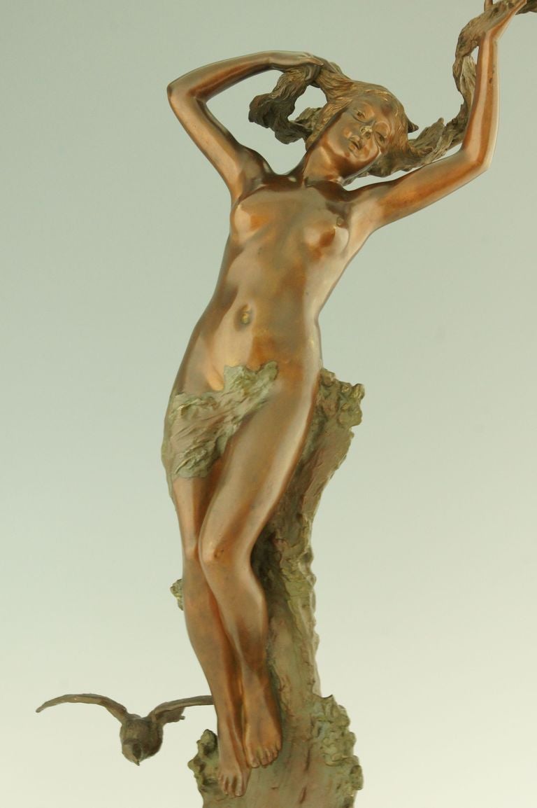 Art Nouveau Bronze of a Nude in the Waves by Maurice Maignan 5