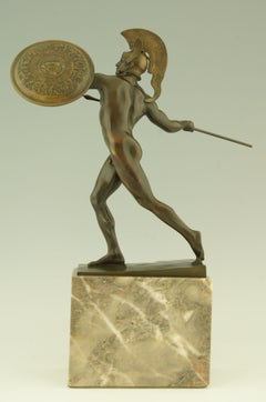 Antike Bronze eines männlichen Aktes Achilles von Wilhelm Wandschneider:: 1909