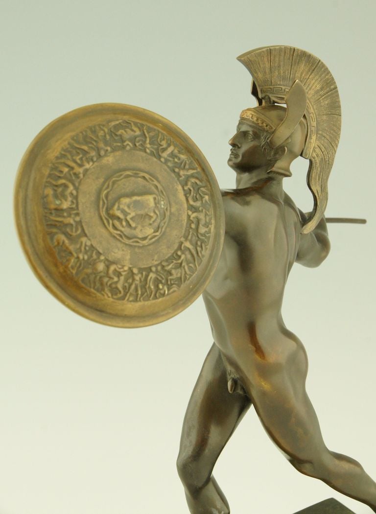 Antique Bronze of a Male Nude Achilles by Wilhelm Wandschneider, 1909 2