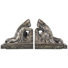French Art Deco Indian Bookends by Maurice Frecourt 1930