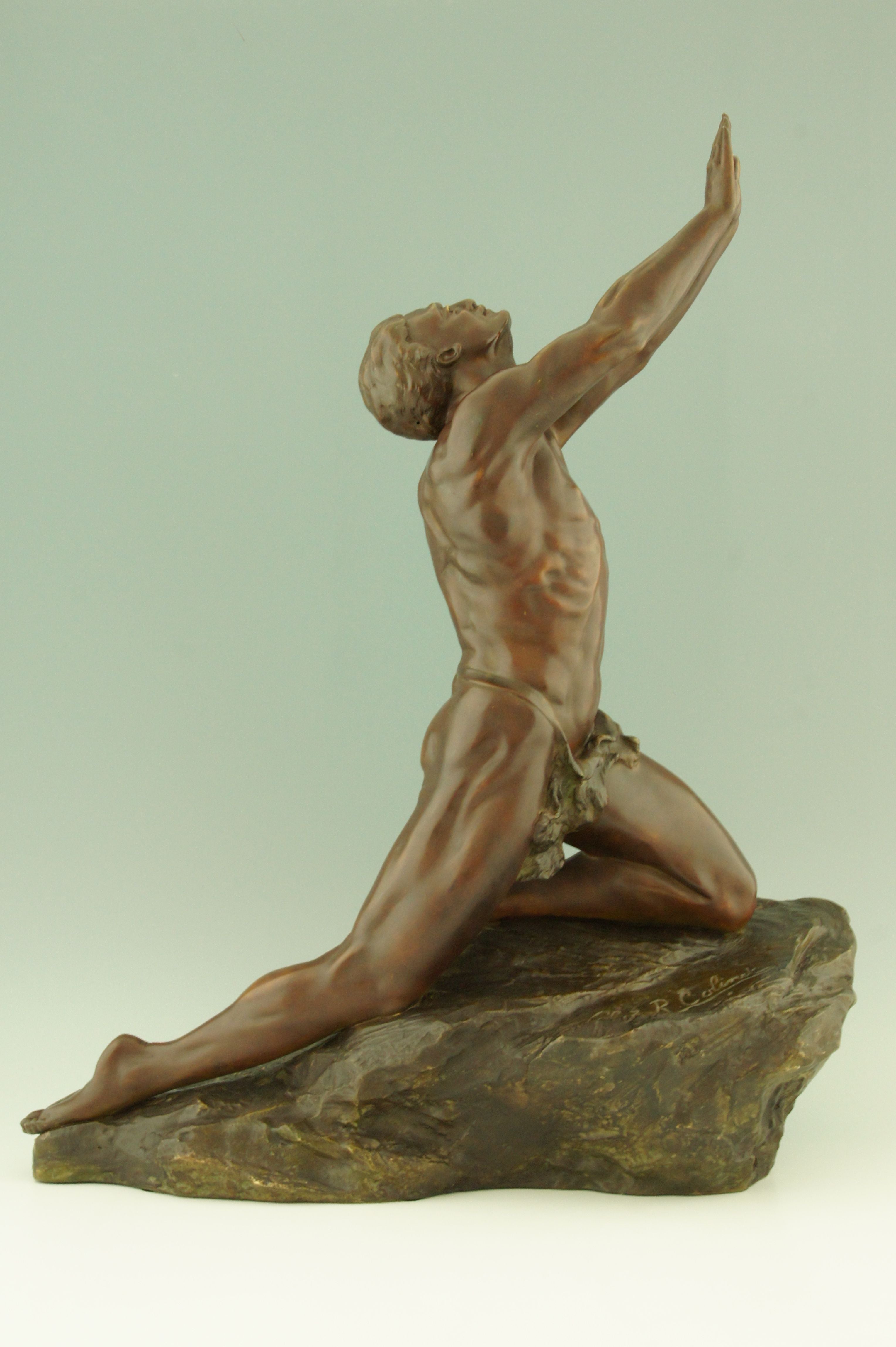 Art Deco Bronze of a Male Nude by Claire Colinet