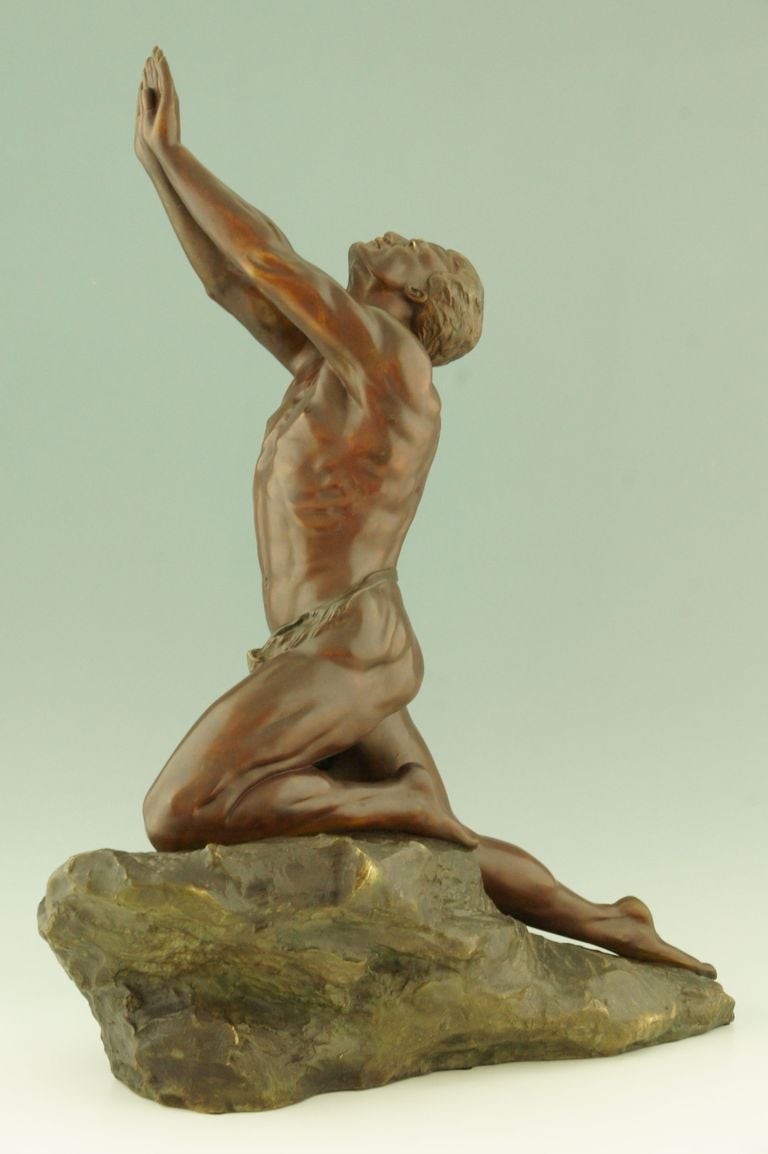 French Art Deco Bronze of a Male Nude by Claire Colinet