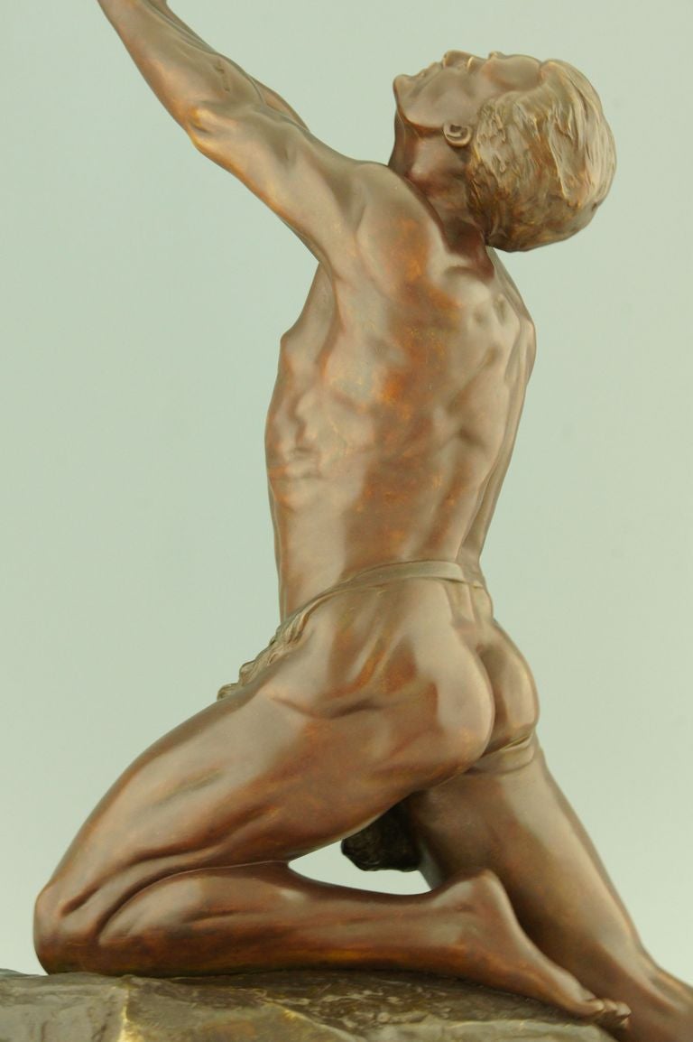 20th Century Art Deco Bronze of a Male Nude by Claire Colinet