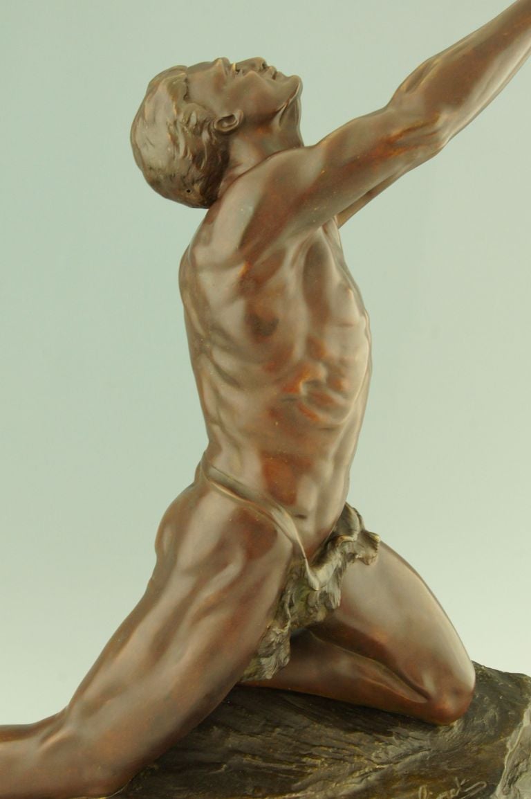 Art Deco Bronze of a Male Nude by Claire Colinet 1
