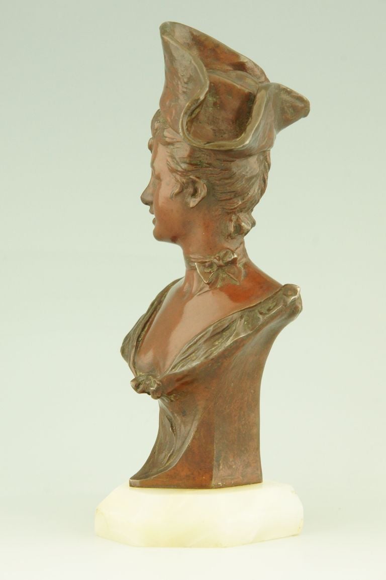 French 'Theresa' Art Nouveau Bronze Bust by Georges van der Straeten