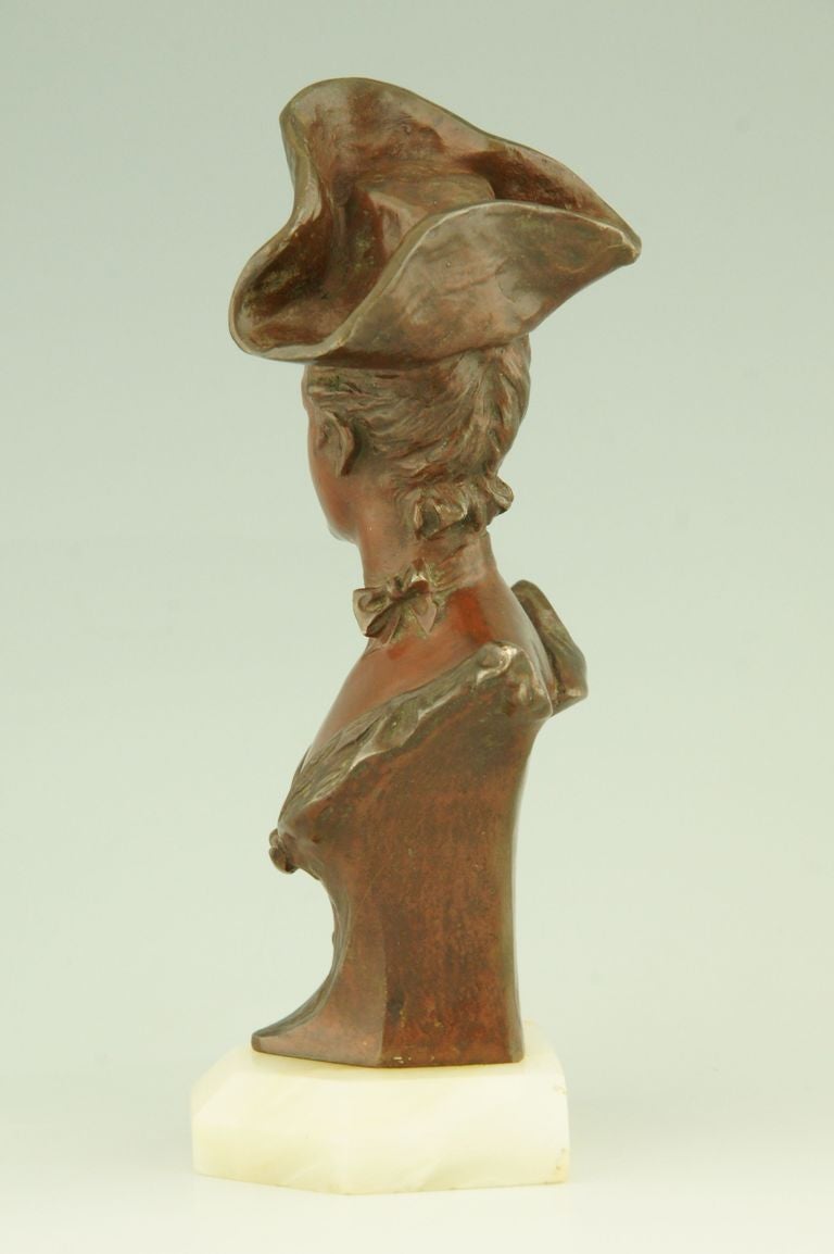 Patinated 'Theresa' Art Nouveau Bronze Bust by Georges van der Straeten