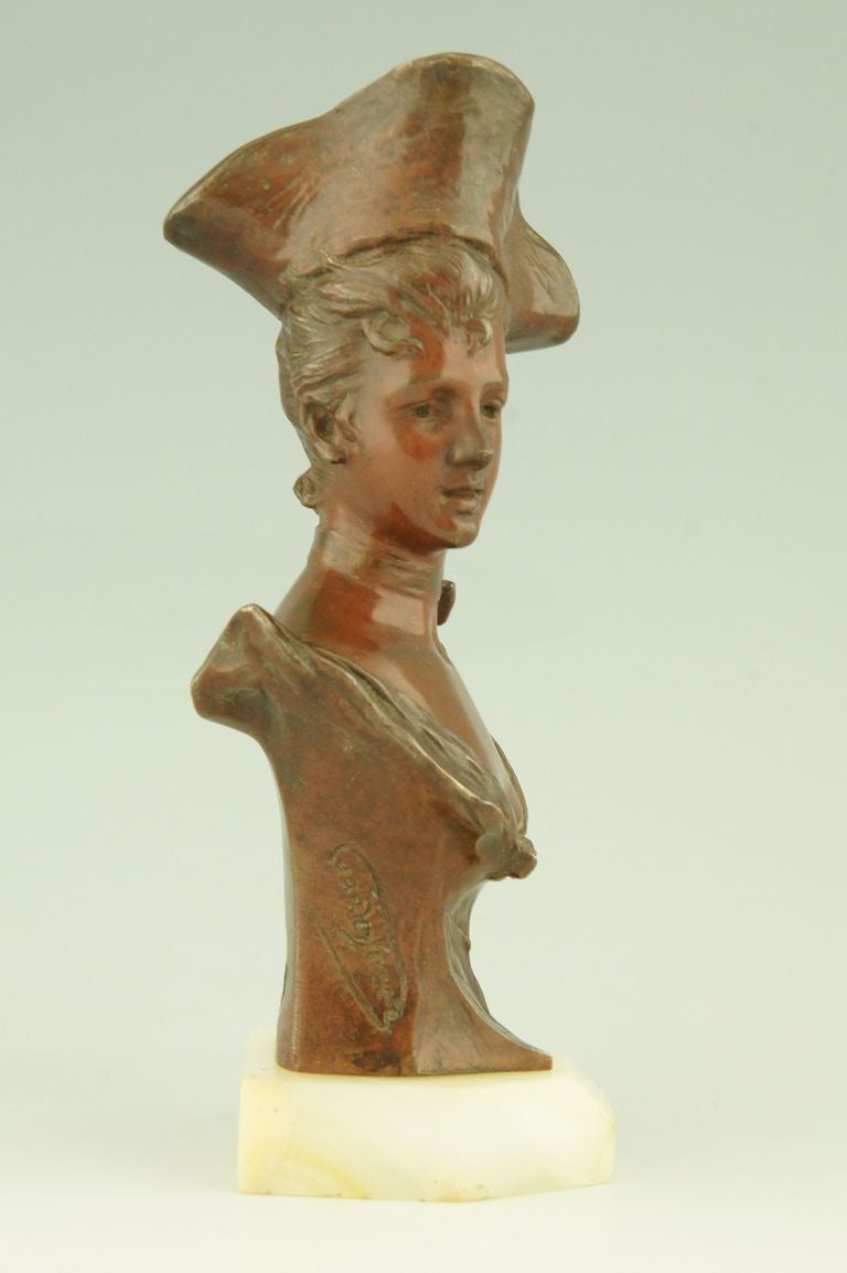 20th Century 'Theresa' Art Nouveau Bronze Bust by Georges van der Straeten