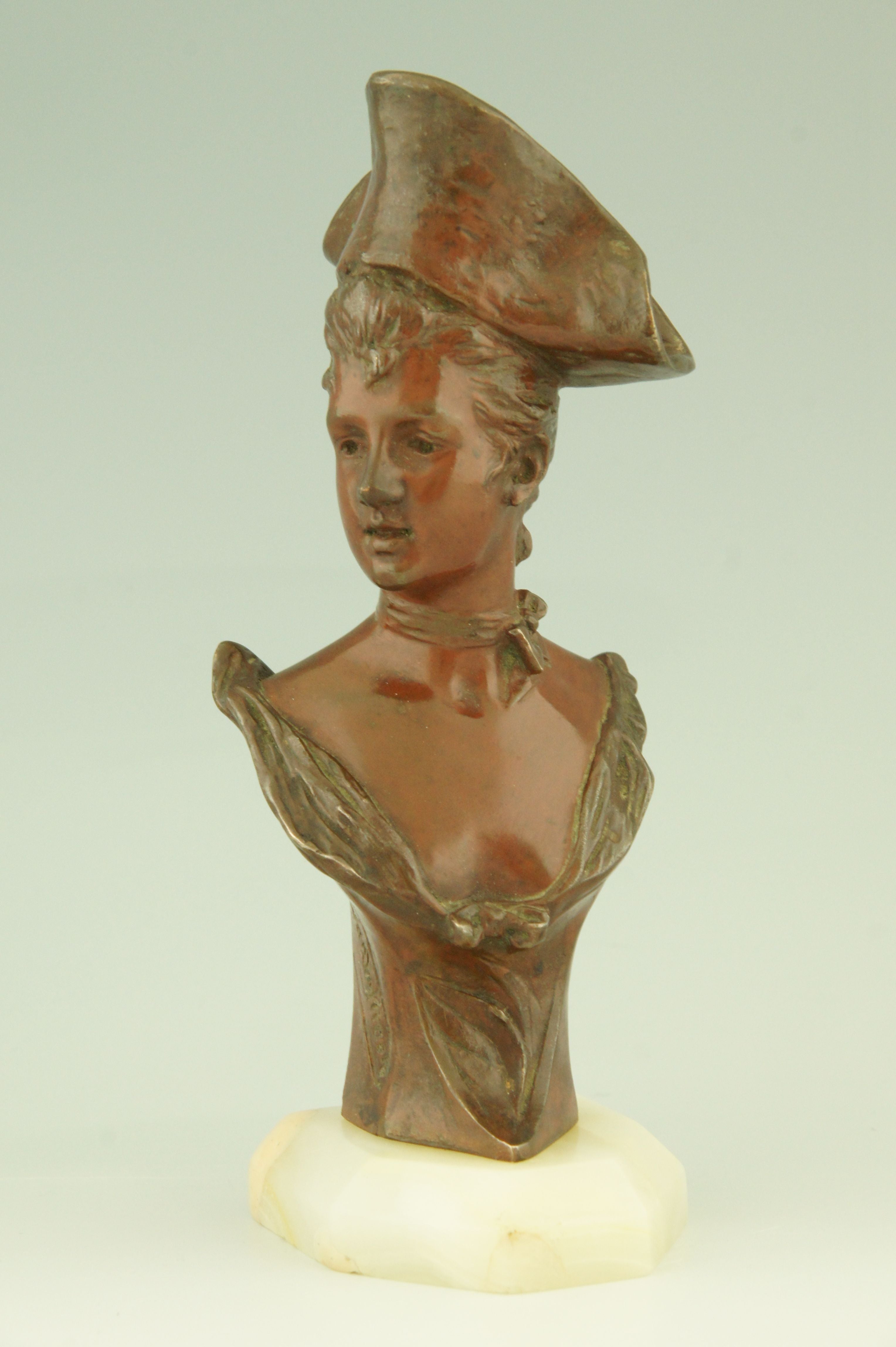 'Theresa' Art Nouveau Bronze Bust by Georges van der Straeten