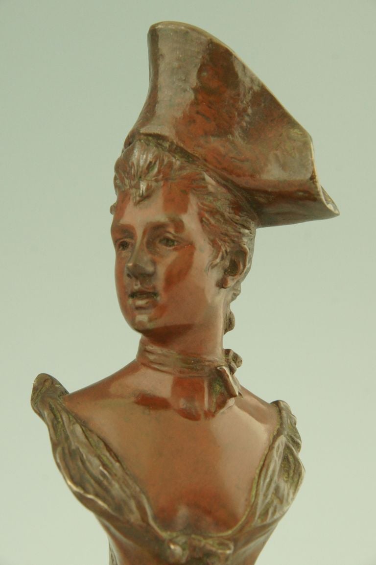 'Theresa' Art Nouveau Bronze Bust by Georges van der Straeten 3