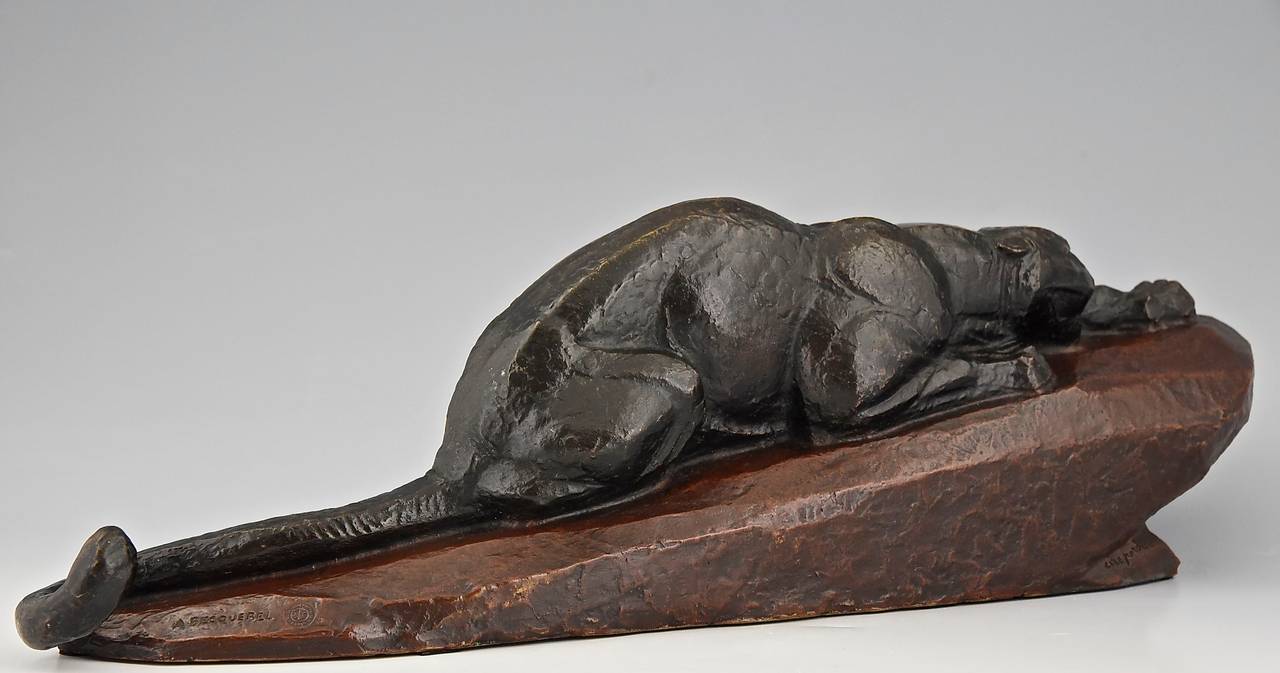 French Art Deco Bronze Sculpture of a Panther by Becquerel, Susse Frères, 1930 1