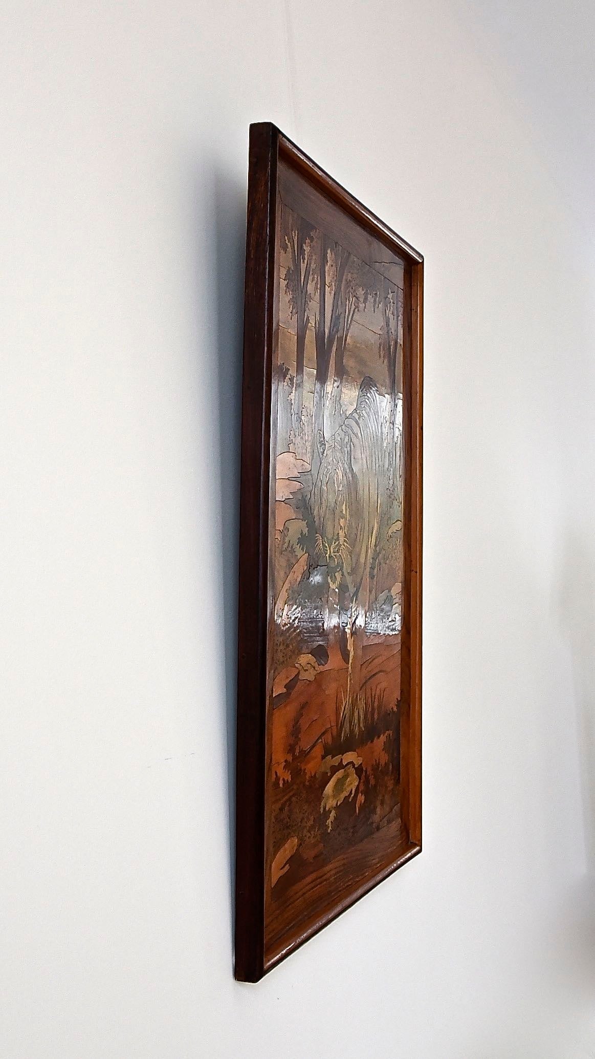 Art Deco Wood Inlay Panel with Tiger, France, 1930 at 1stDibs art deco inlay, art nouveau