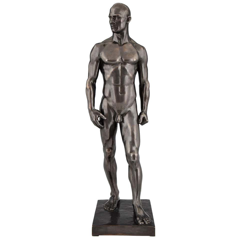 Antique Sculpture Of A Male Nude By Hans Retzbach Germany 1919 At antique-sculpture-of-a-male-nude-by-hans-retzbach-germany-1919-at