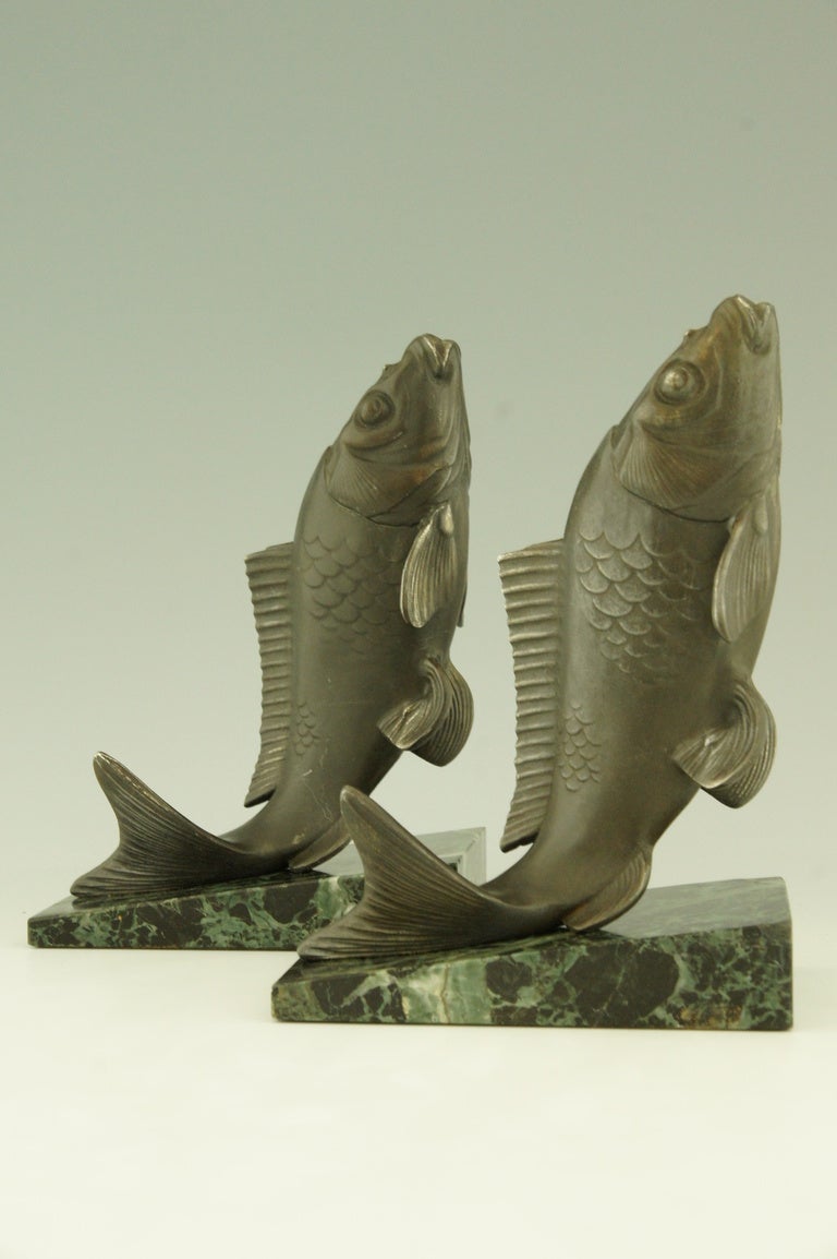 Pair of Art Deco Fish Bookends by Melo at 1stdibs