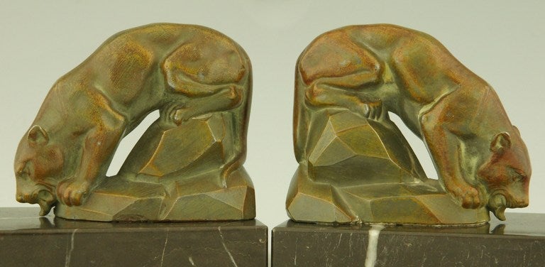 Art Deco Panther Bookends By Carvin. 2