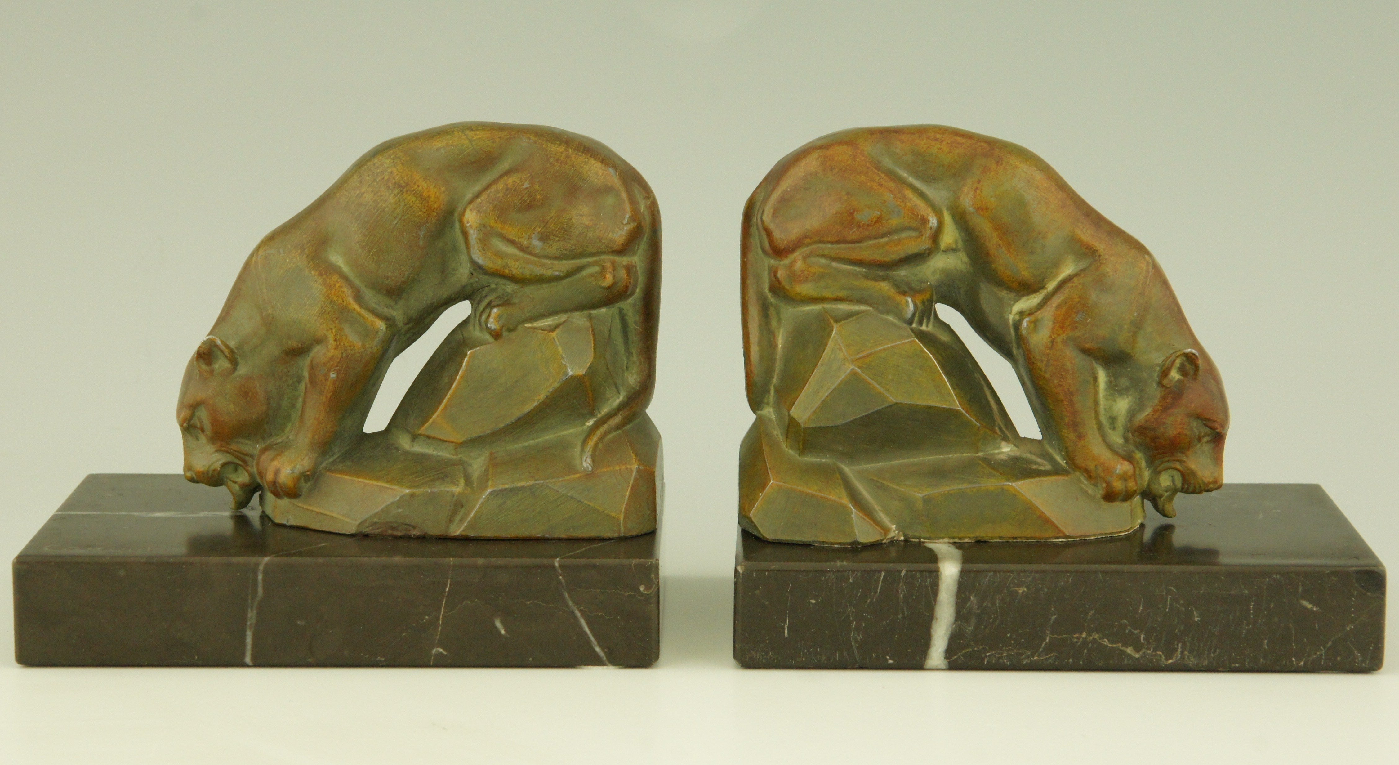 Art Deco Panther Bookends By Carvin.