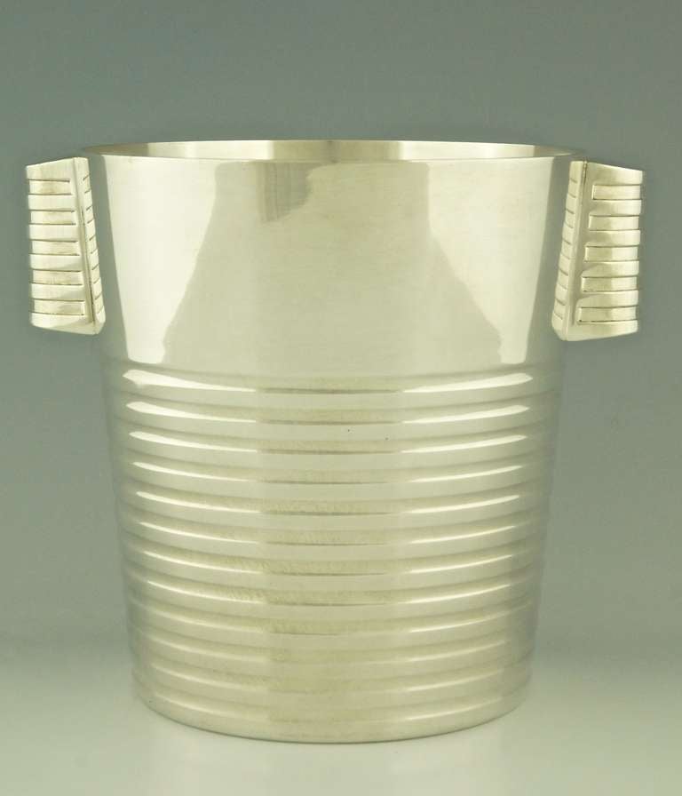 Champagnerkübel im Art déco-Stil von Luc Lanel für die Normandie, Christofle, 1935