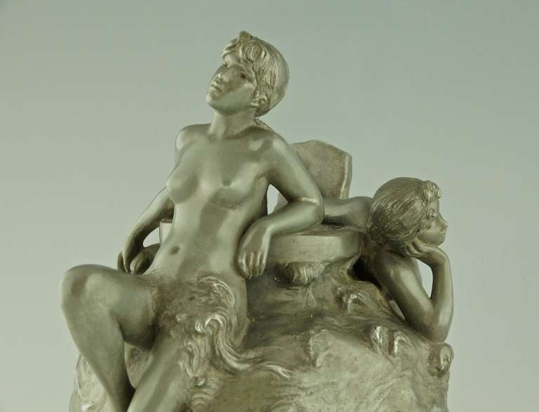 Art Nouveau Vase with Nudes by Emmanuel Villanis, Meditation 1