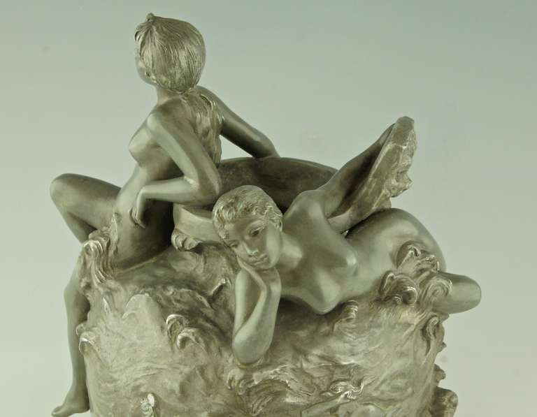 Art Nouveau Vase with Nudes by Emmanuel Villanis, Meditation 2