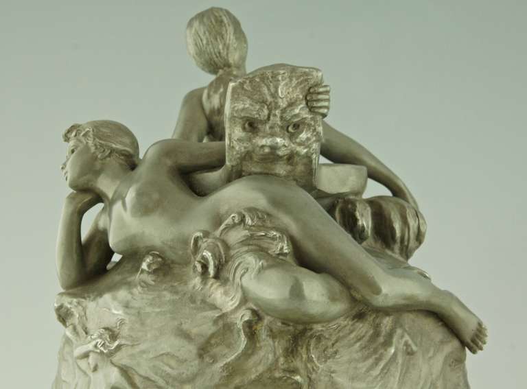 Art Nouveau Vase with Nudes by Emmanuel Villanis, Meditation 5