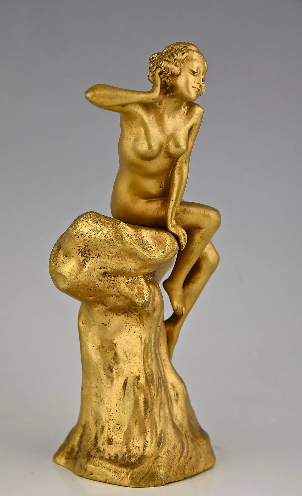 Art Nouveau Gilt Bronze Sculpture of a Nude by Affortunato Gory, France, 1910 In Good Condition In Antwerp, BE