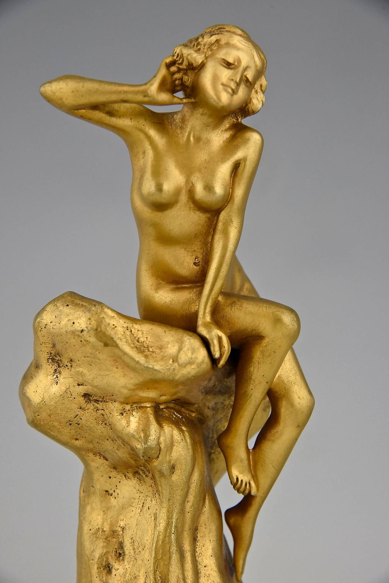 Art Nouveau Gilt Bronze Sculpture of a Nude by Affortunato Gory, France, 1910 1