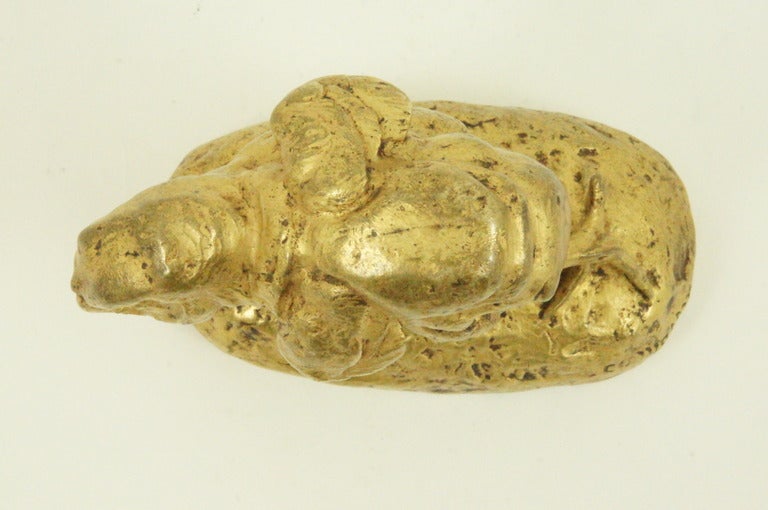 Ormolu Antique Gilt Bronze of a Running Chick by Clovis Masson