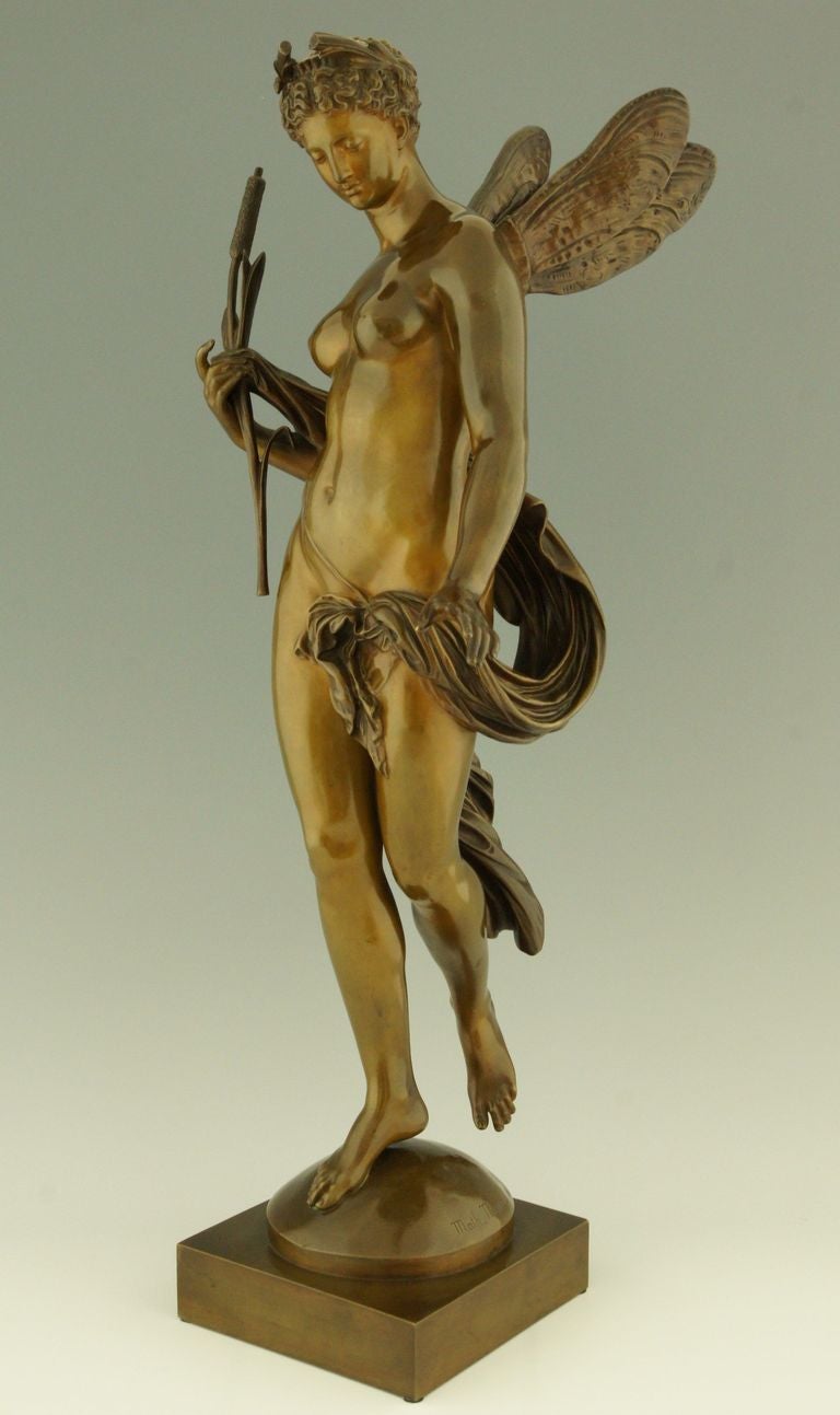 Impressive bronze sculpture of a nymph by Mathurin Moreau, 1865.