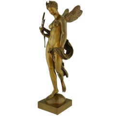 Impressionnante sculpture en bronze d'une nymphe par Mathurin Moreau:: 1865.