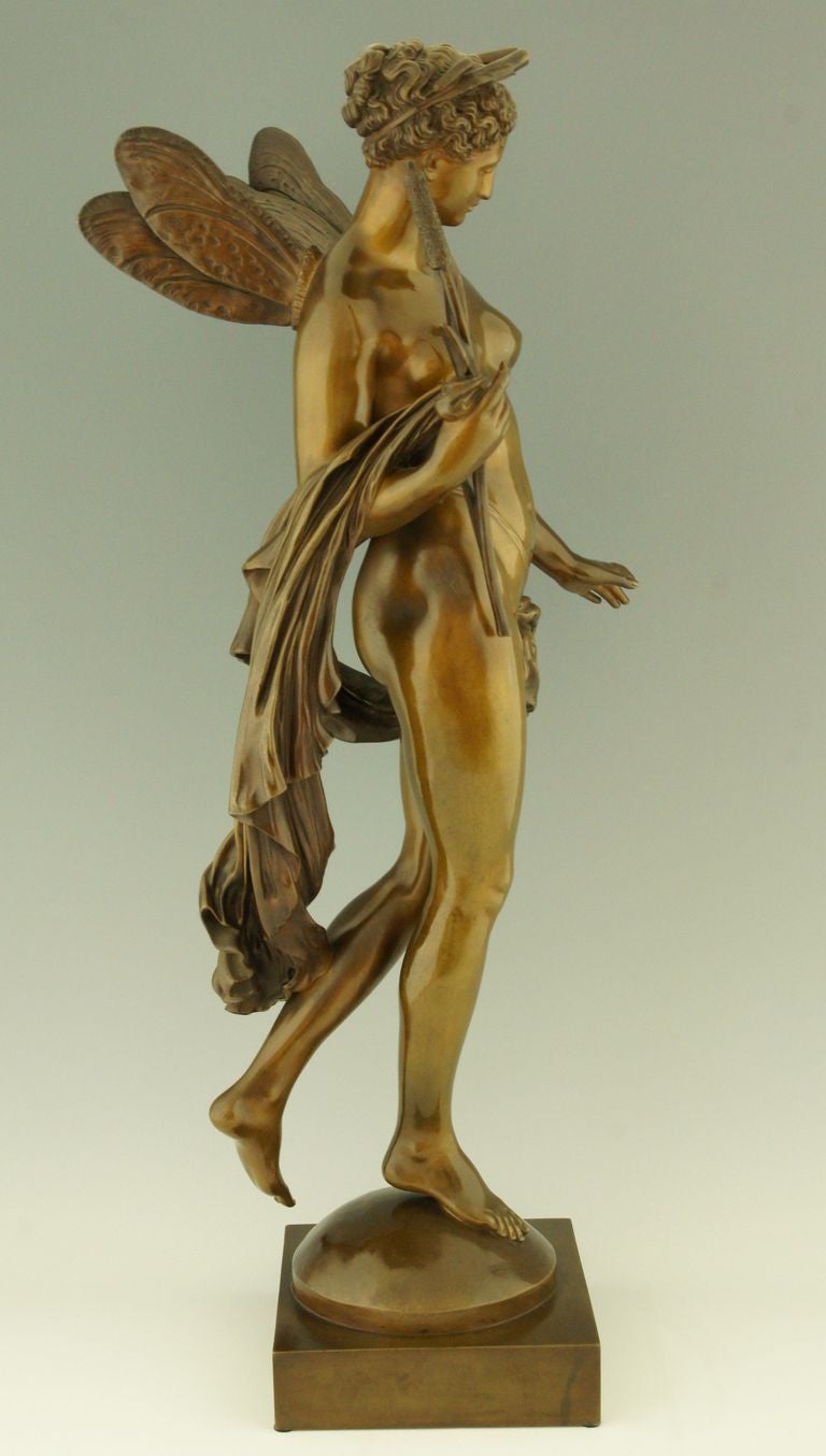 French Impressive bronze sculpture of a nymph by Mathurin Moreau, 1865.