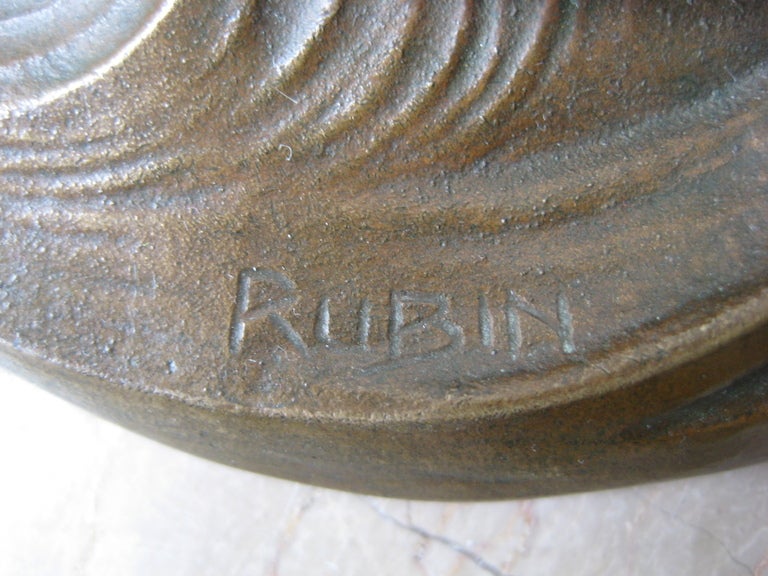 Art Nouveau bronze paperweight signed by August Rubin. at 1stDibs