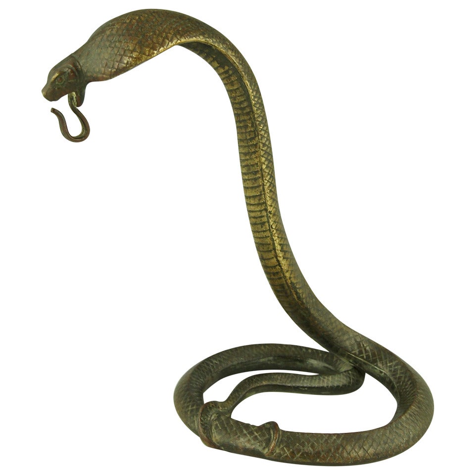 Stand de montre de poche Cobra Art Déco en bronze d'Edgar Brandt