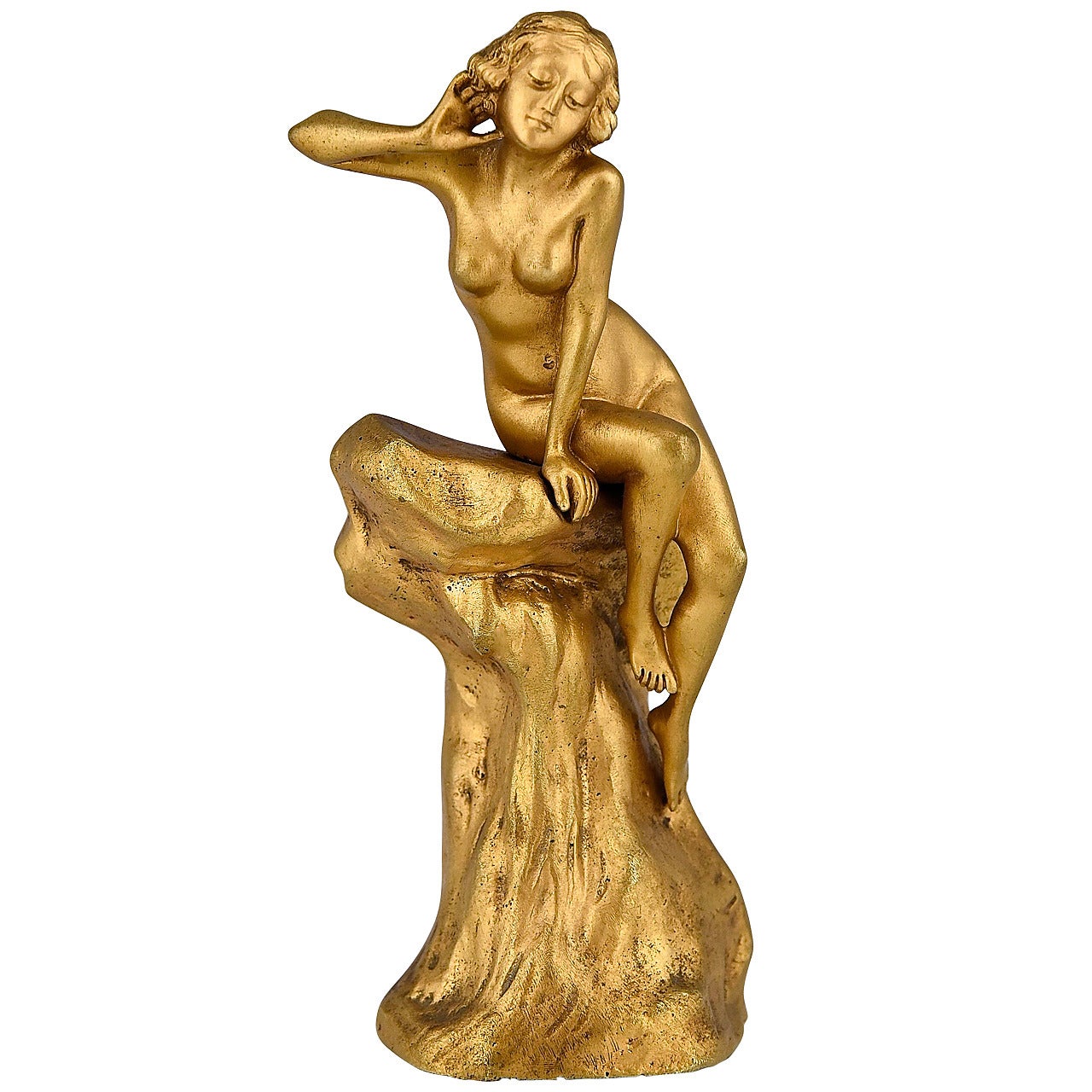 Art Nouveau Gilt Bronze Sculpture of a Nude by Affortunato Gory, France, 1910