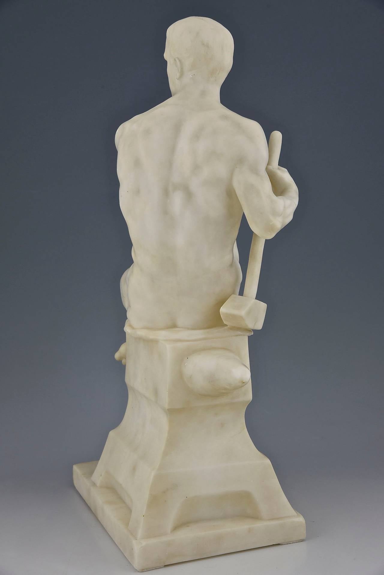 19th Century Antique Marble Sculpture of a Male Nude by Franz Iffland, 1890, Germany