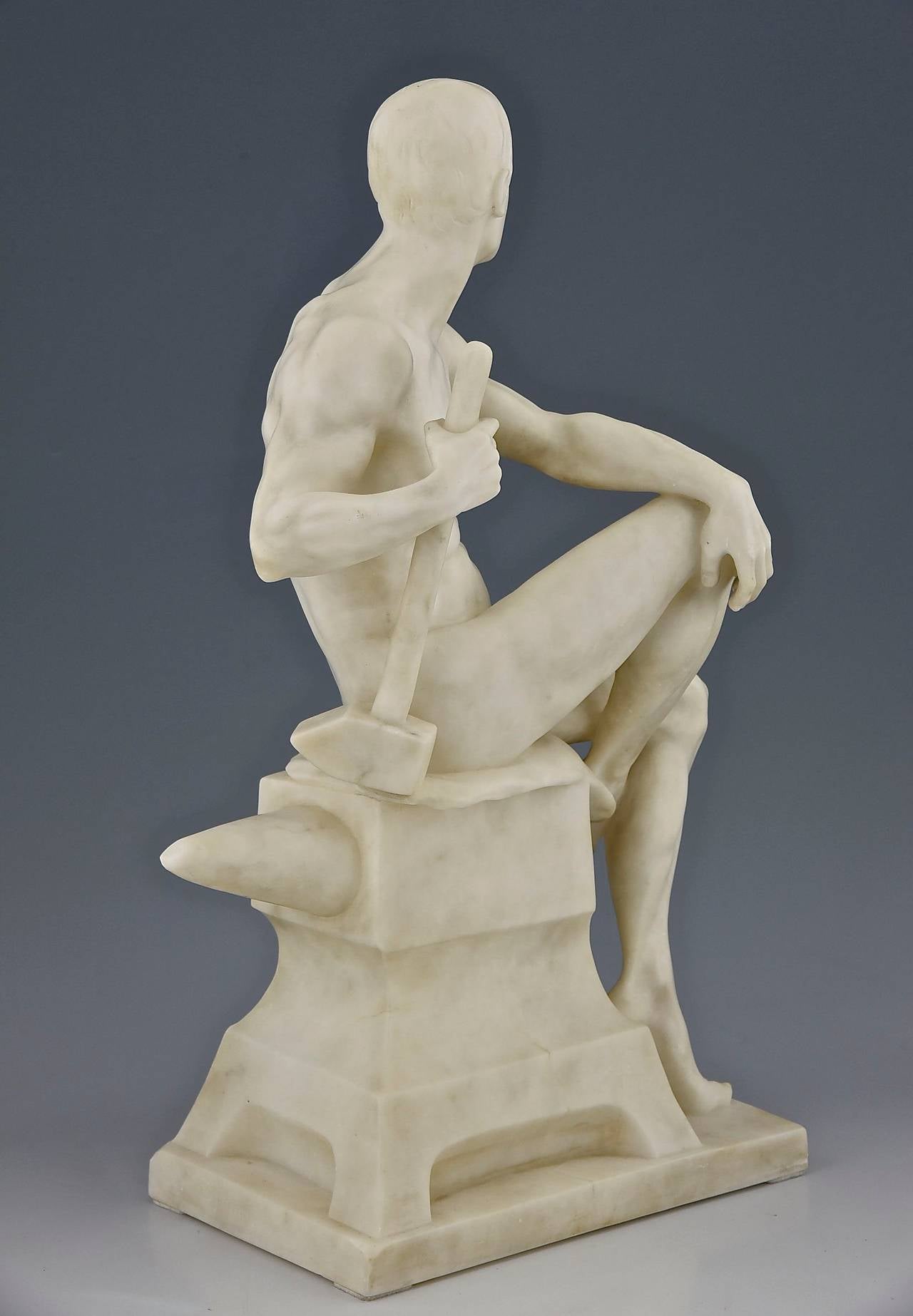 Antique Marble Sculpture of a Male Nude by Franz Iffland, 1890, Germany 1