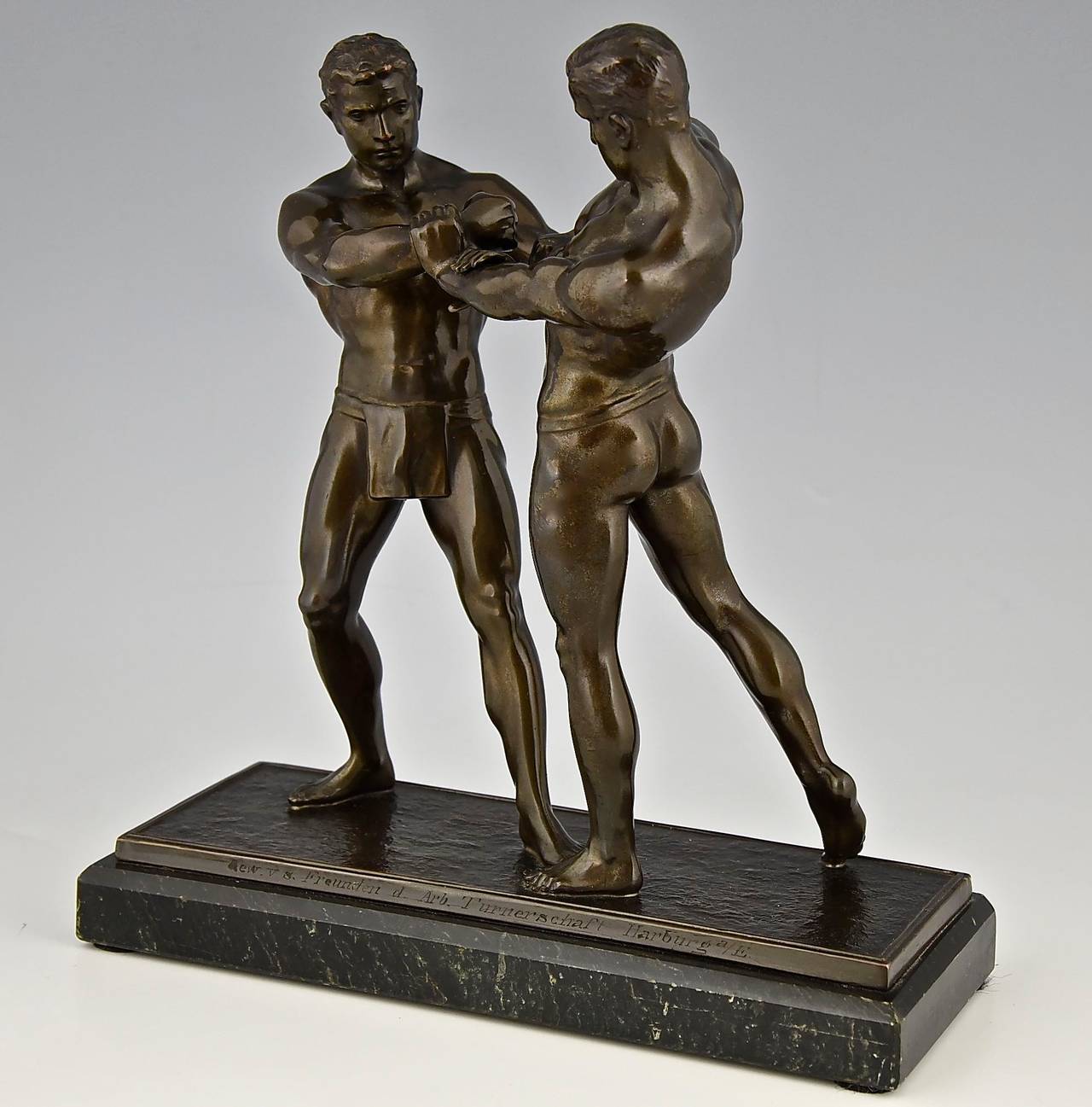 Romantic Antique Sculpture of Two Wrestlers, Germany 1910