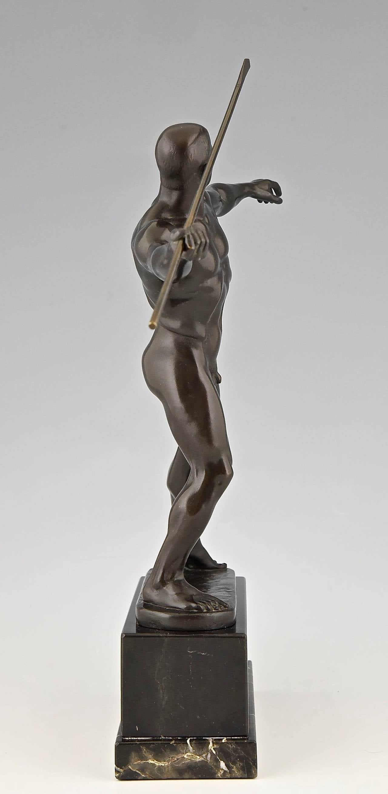 Art Deco Bronze Sculpture of Male Nude by Karl Mobius, Germany, 1921 In Excellent Condition In Antwerp, BE