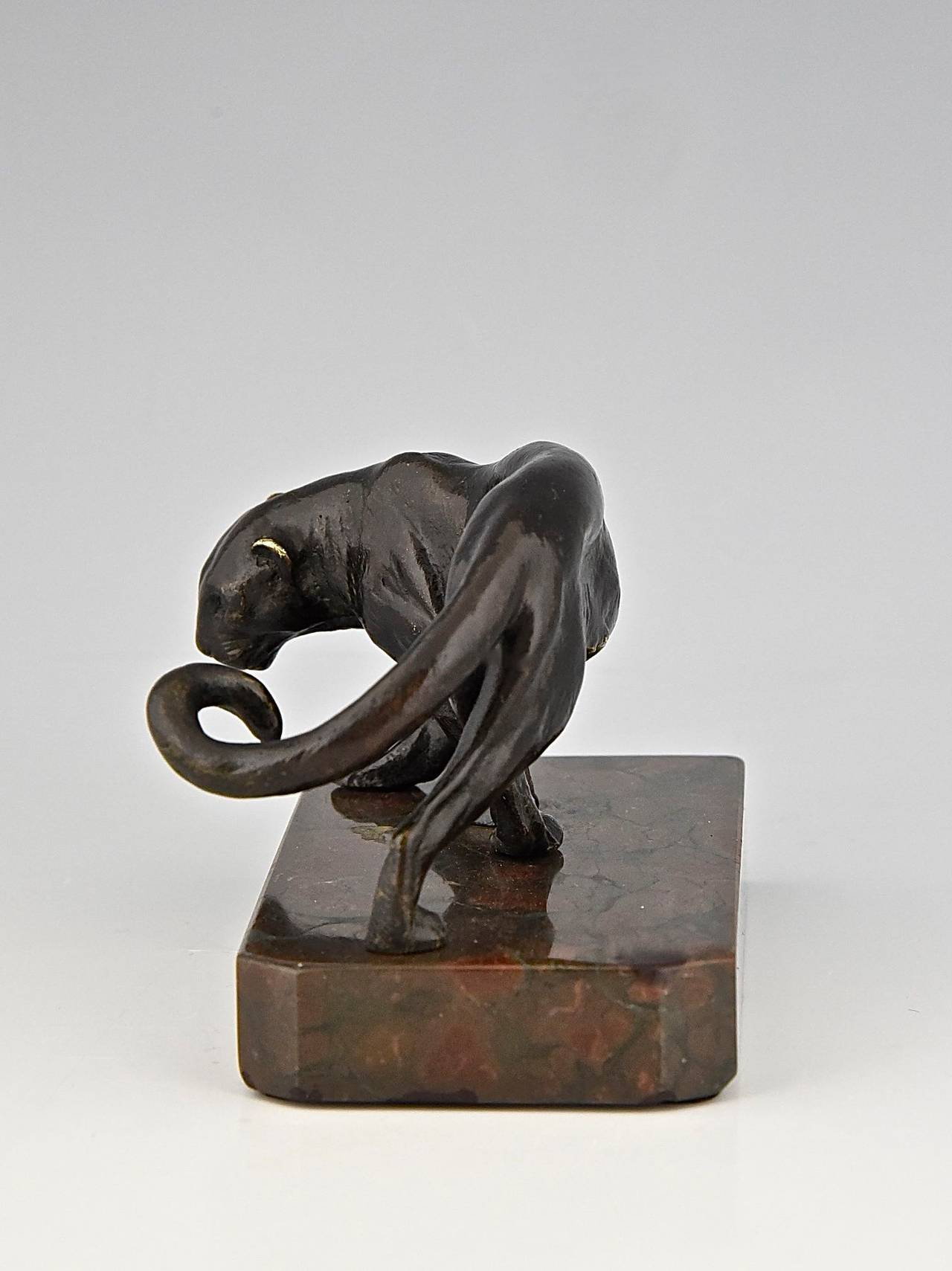 Austrian Vienna Bronze Sculpture of a Panther by Franz Bergmann, Austria 1900