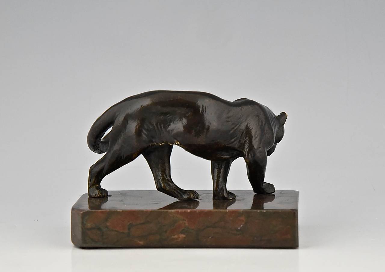 Patinated Vienna Bronze Sculpture of a Panther by Franz Bergmann, Austria 1900