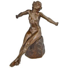 Art Nouveau Bronze Sculpture of a Nude by Georg Ulmer, Denmark, 1910