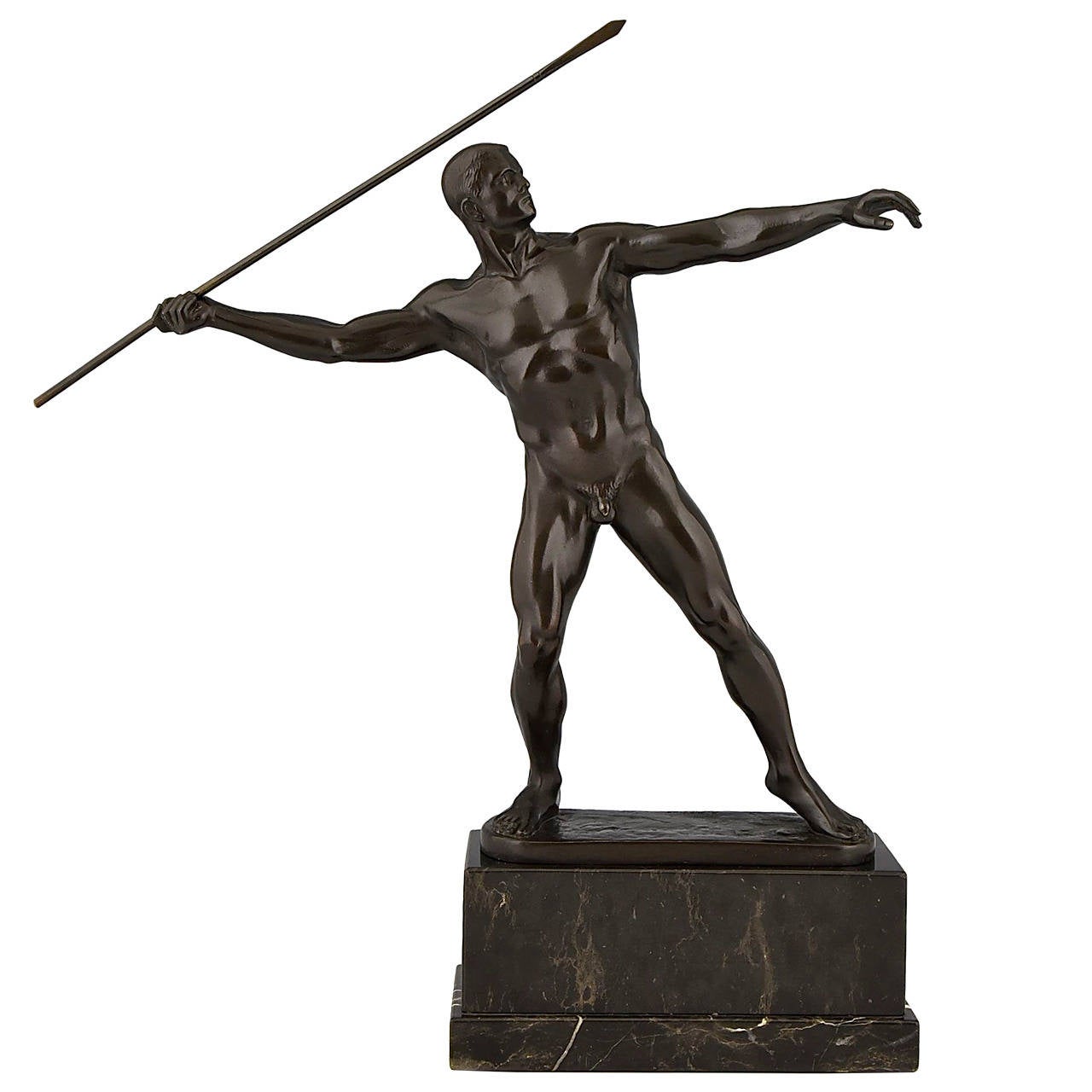 Art Deco Bronze Sculpture of Male Nude by Karl Mobius, Germany, 1921 at