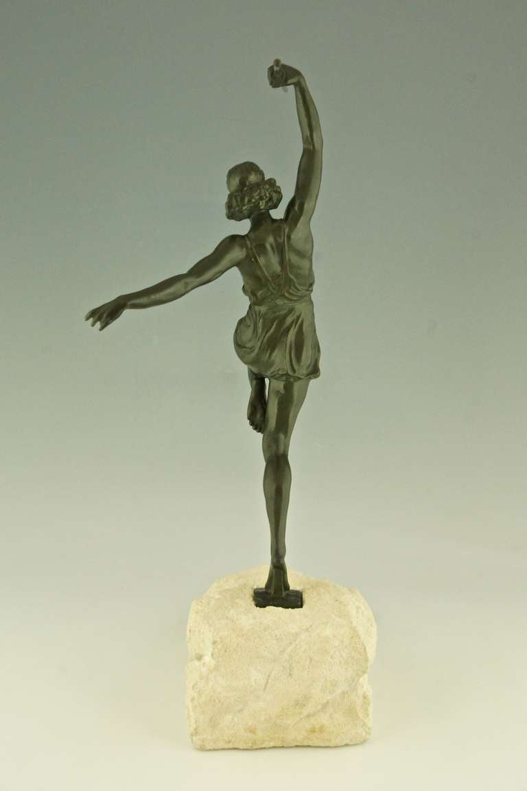 French Art Deco female javelin thrower by Pierre Le Faguays, France 1935.