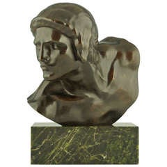 Art Deco bronze bust Gladiator by Constant Roux, Susse freres foundry, 1920.