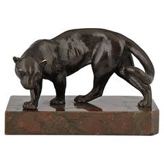 Vienna Bronze Sculpture of a Panther by Franz Bergmann, Austria 1900